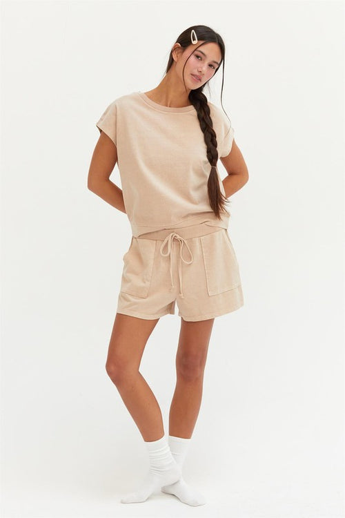 Acid Wash Shorts Set