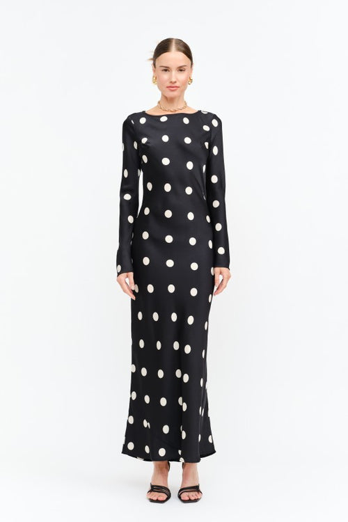 Long Sleeve Polka Dot Maxi Dress