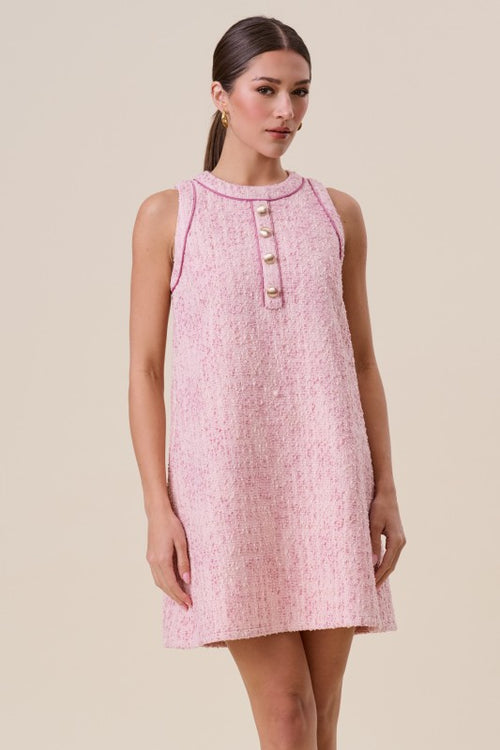 Pink Tweed Mini Dress