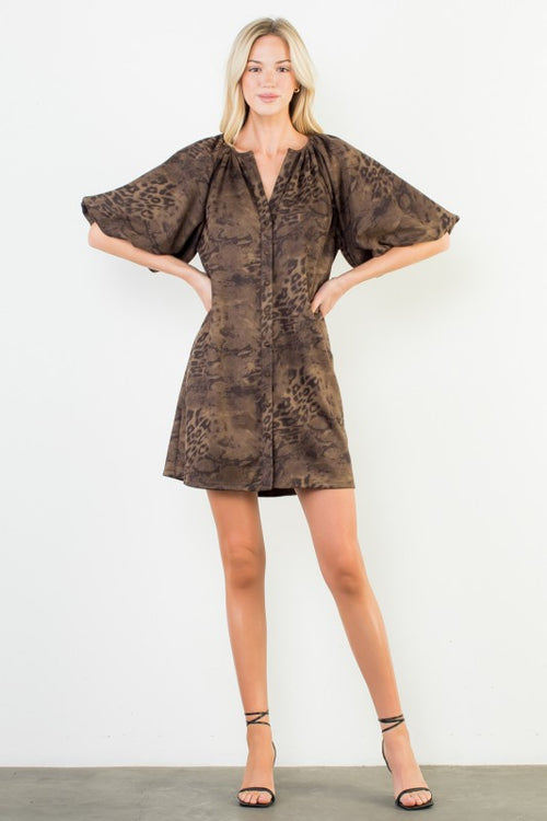 Leopard Puff Sleeve Dress