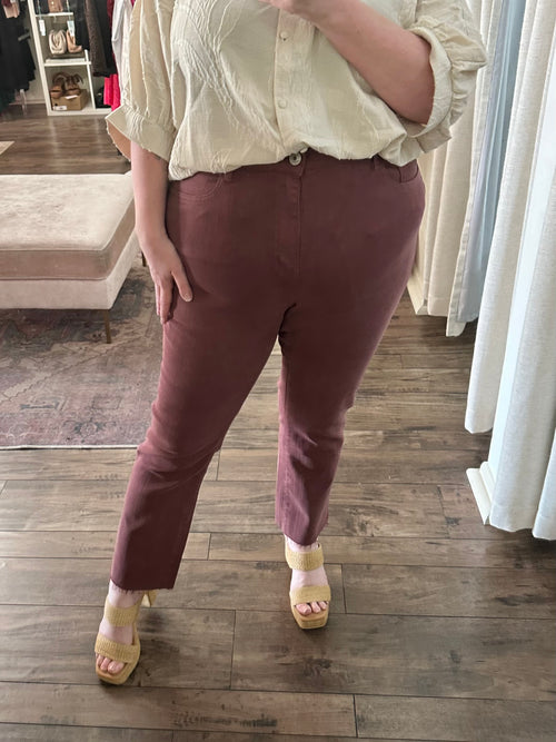 Curvy Burgundy Jeans