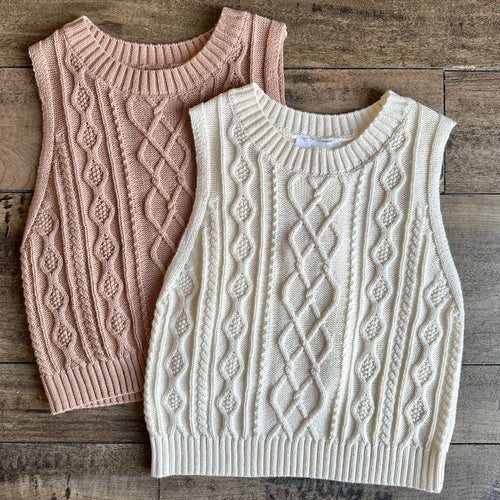 Sleeveless Cable Knit Crop Top