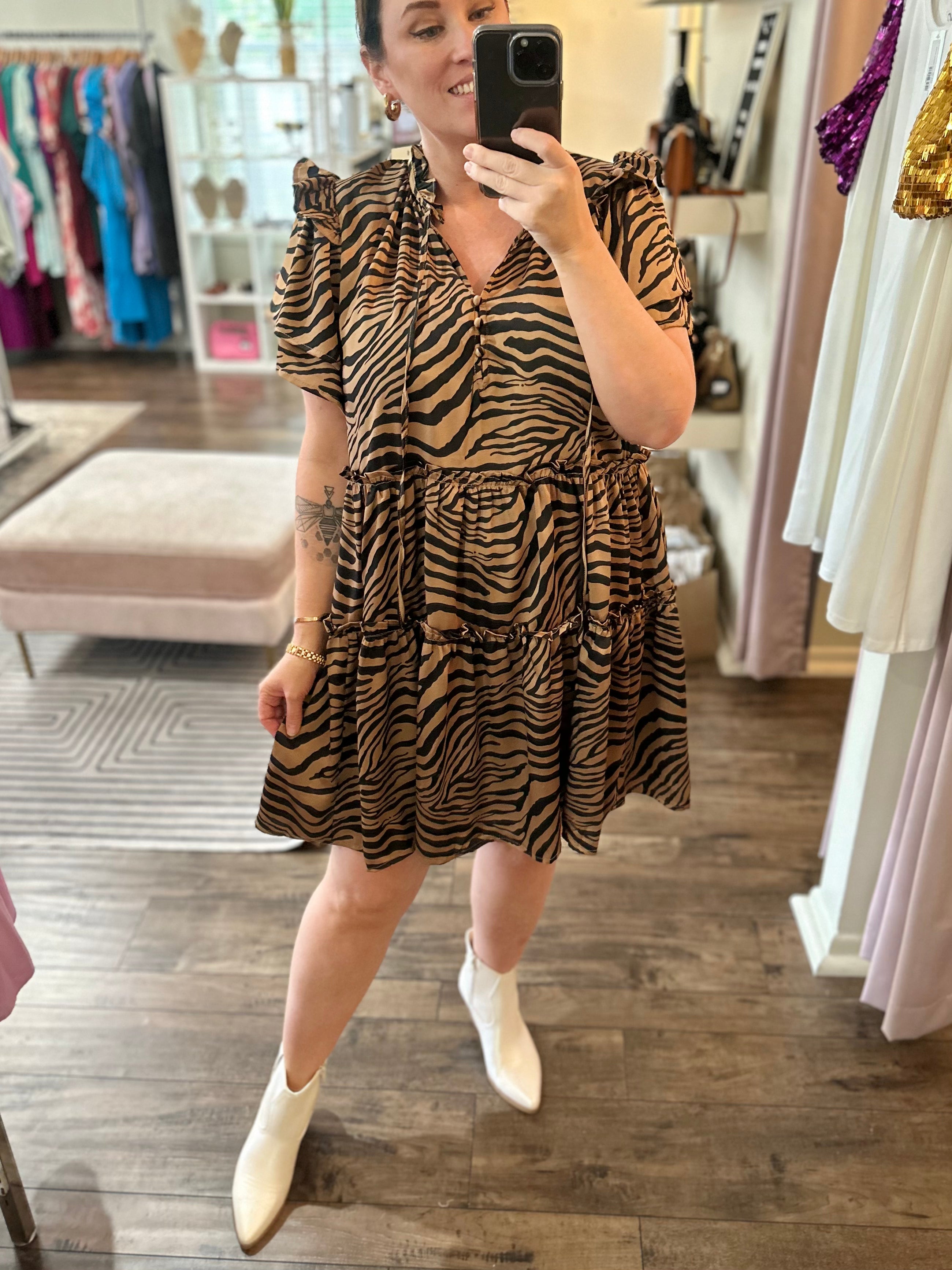 Curvy Tiger Print Mini Dress