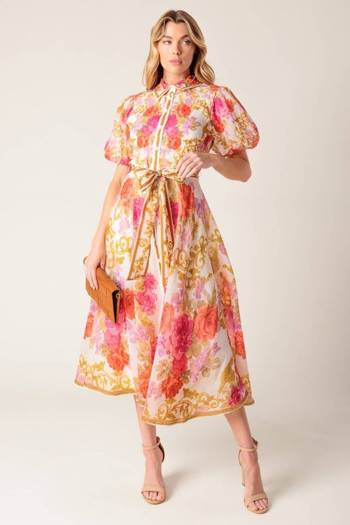 Rose Filigree Midi Dress