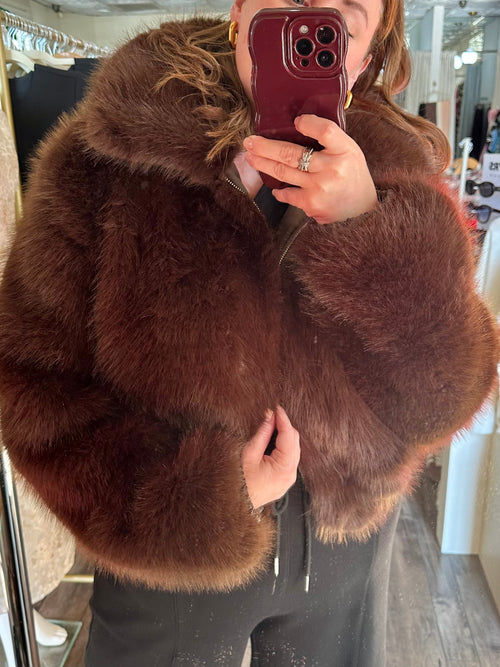 Brown Faux Fur Jacket