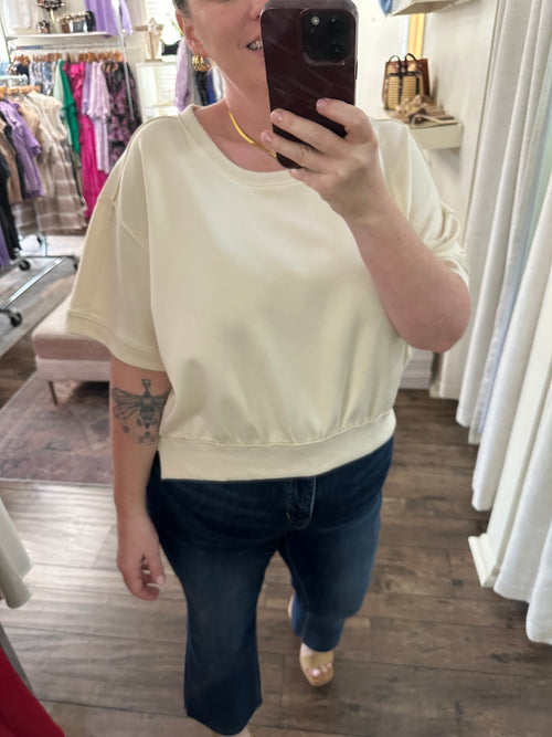 Cream Short Sleeve Sweatshirt
