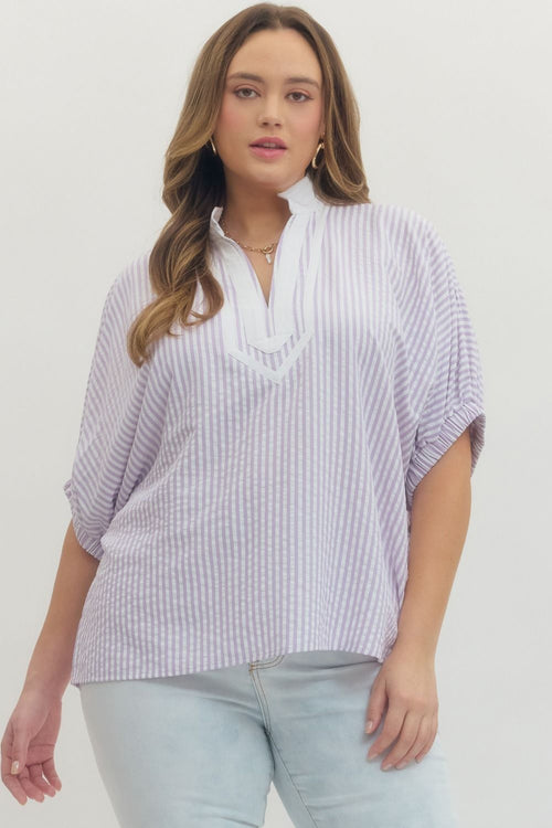 Curvy Lavender Stripe Top