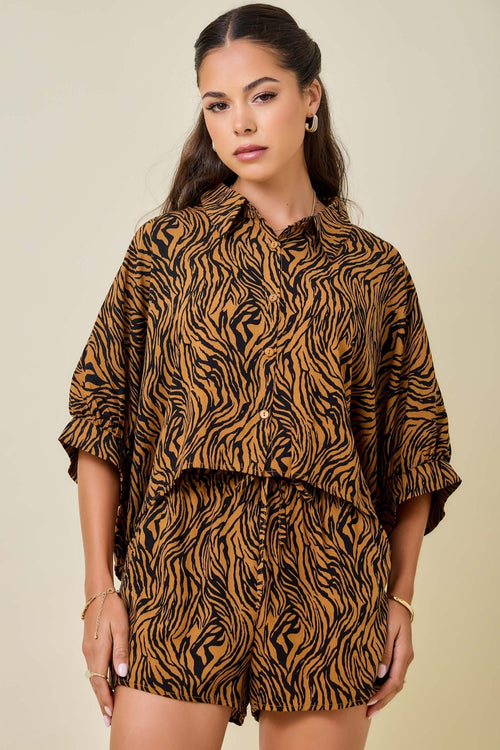 Tiger Print Shorts Set
