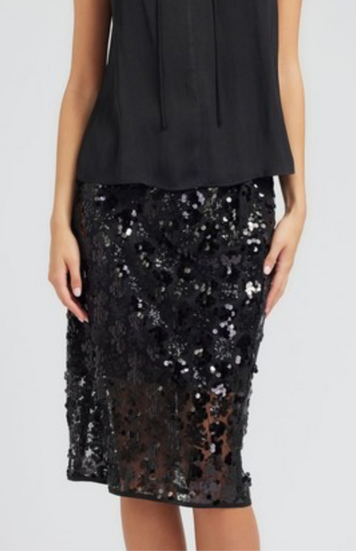 Black Sequin Midi Skirt