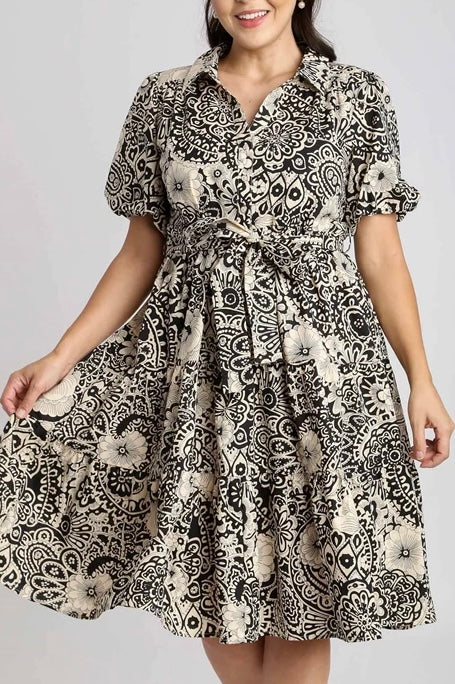 Curvy Black Paisley Dress