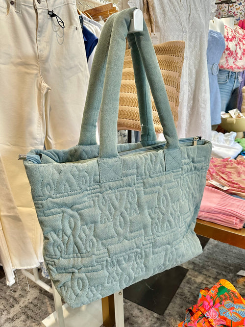 Light Denim Embossed Tote