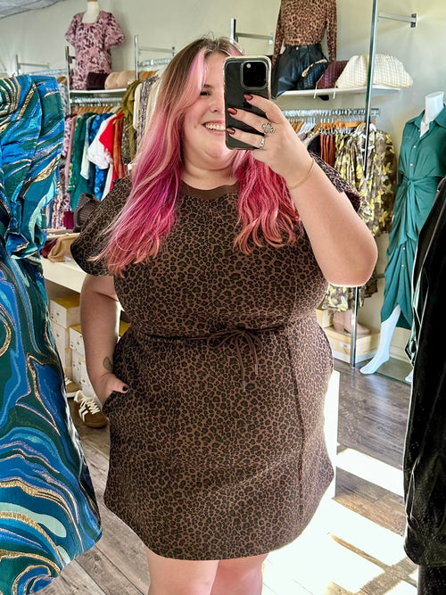 Leopard Print Sweatshirt Dress