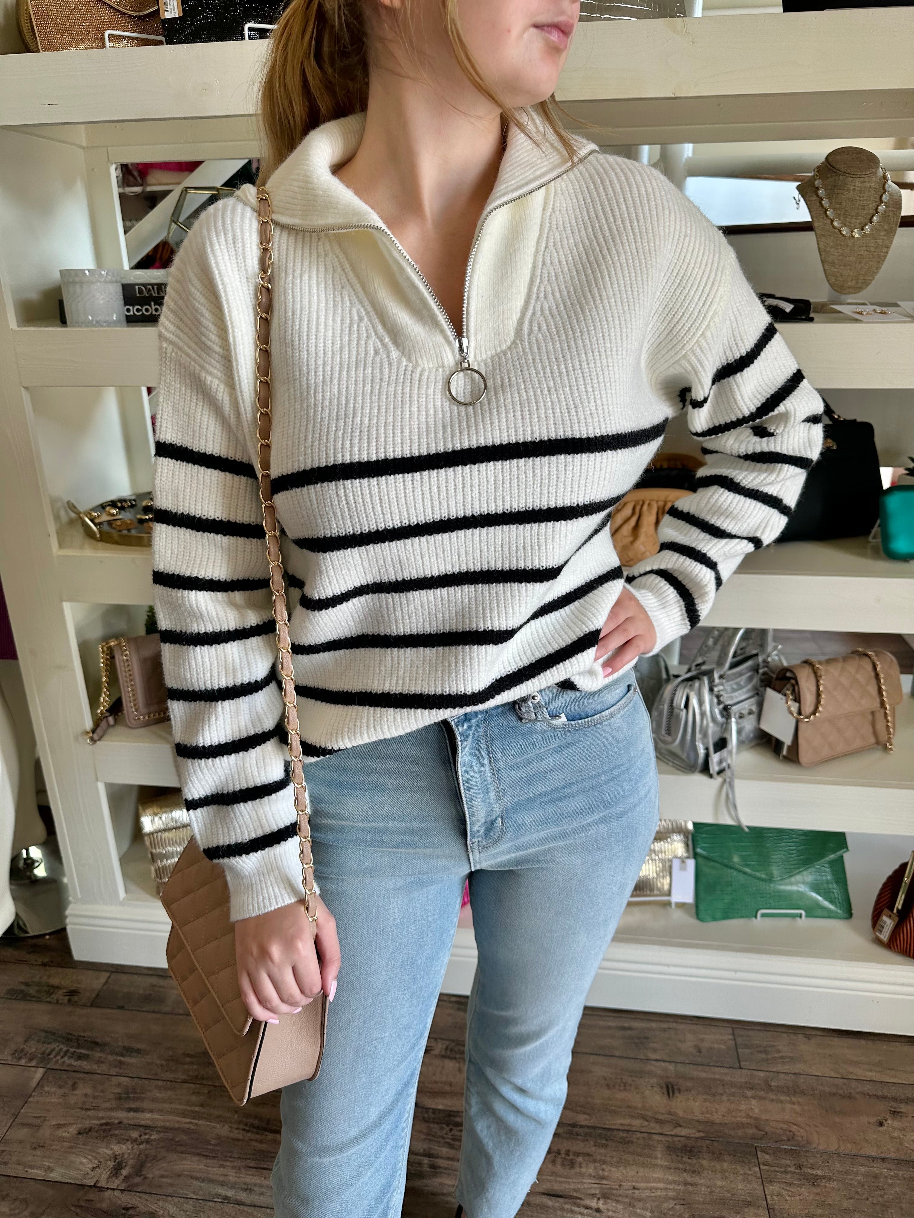 Striped Zip Sweater