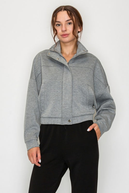 Gray Snap Neck Jacket