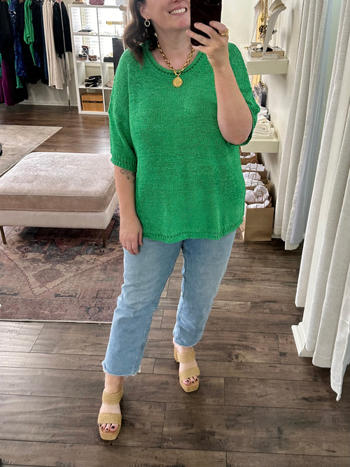 Curvy Green Knit Top