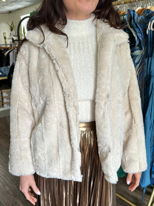 Neutral Faux Fur Jacket
