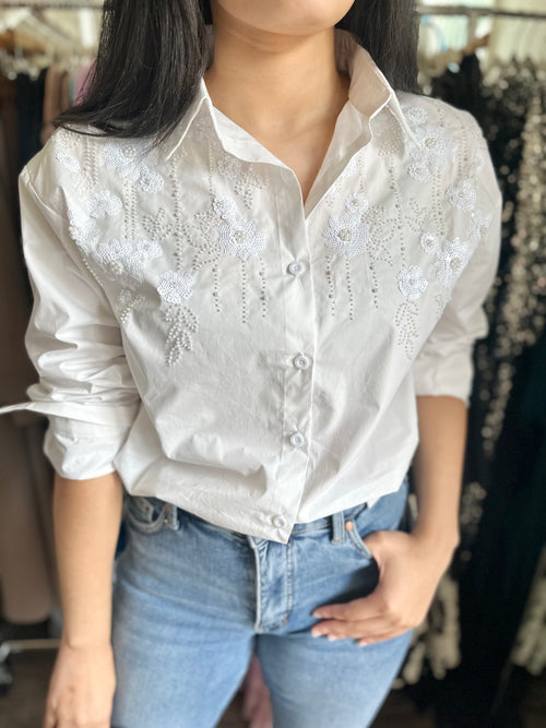 Embellished Cotton Button Down