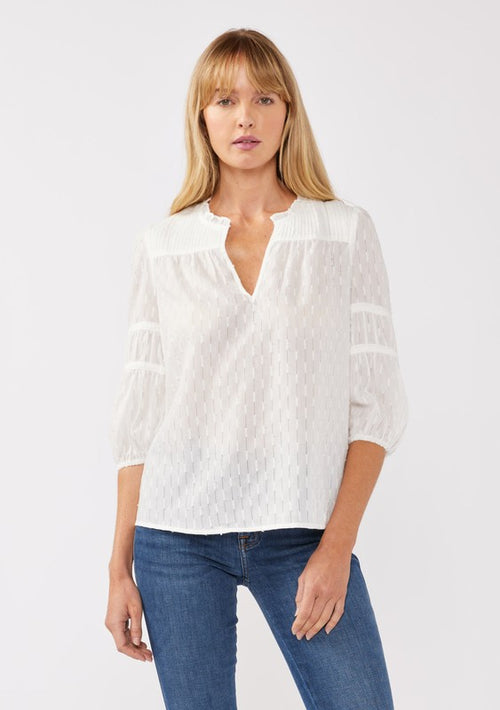 White Pinstripe Peasant Blouse