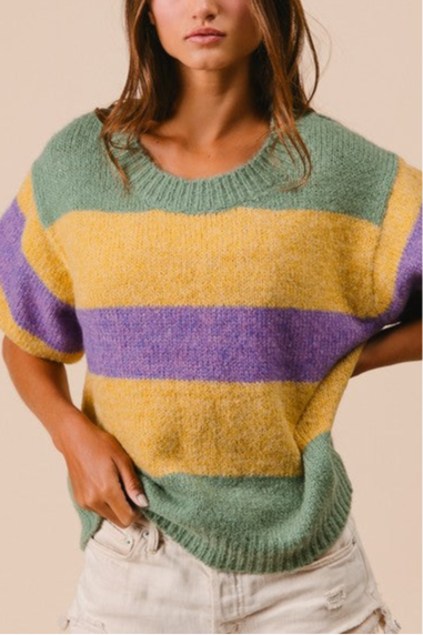 Mardi Gras Stripe Sweater