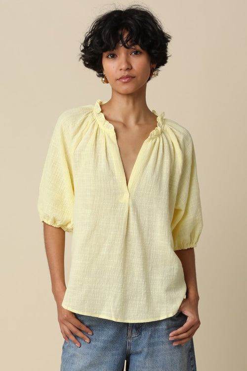 Yellow Cotton Gauze Top