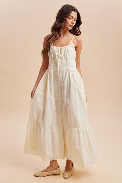 Ivory Button Front Maxi Dress