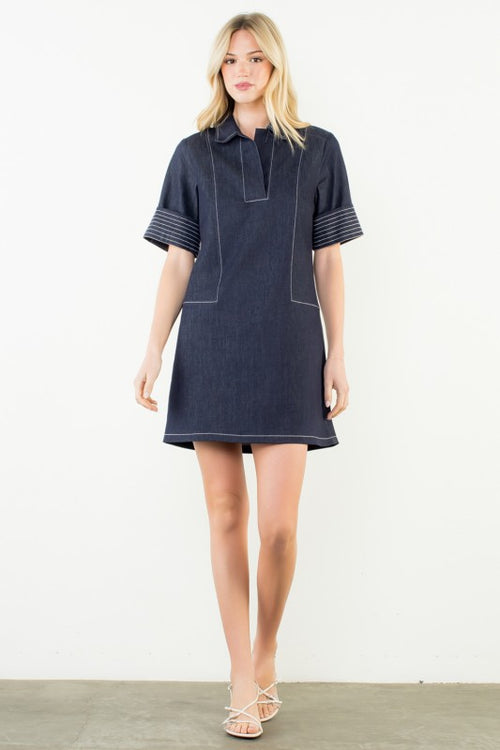 Denim Collared Mini Dress