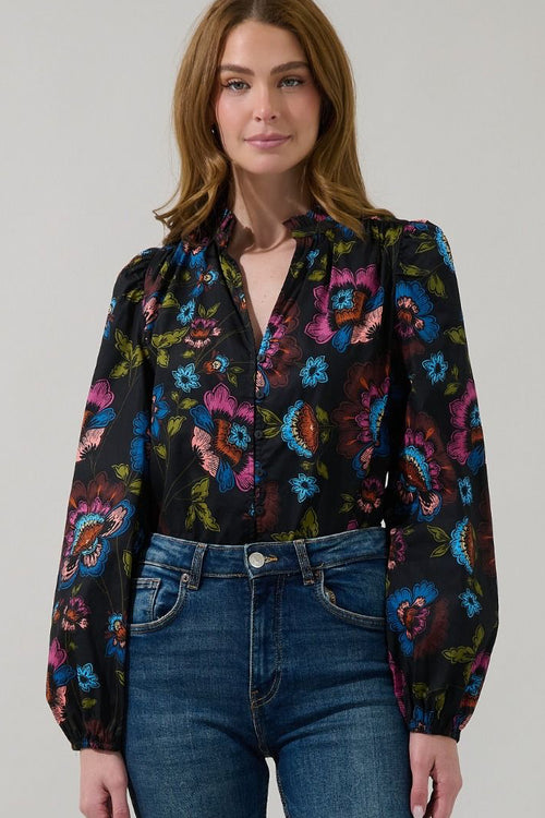 Midnight Cotton Floral Top