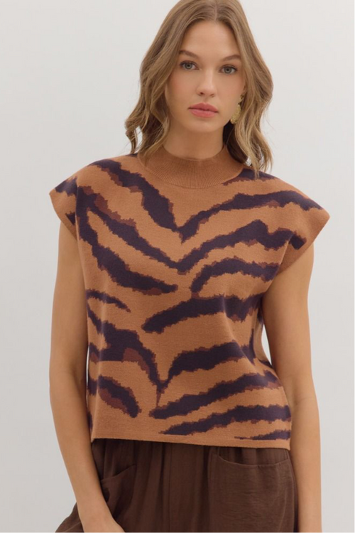 Caramel Tiger Knit Top