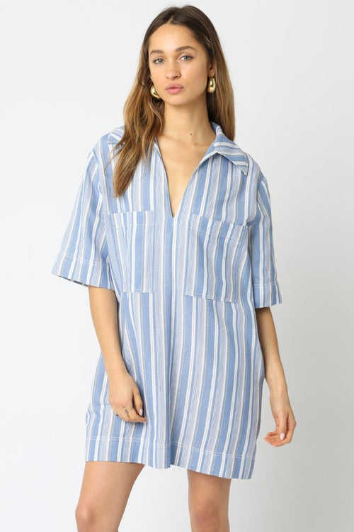 Blue Stripe Oversized Shirt Dress