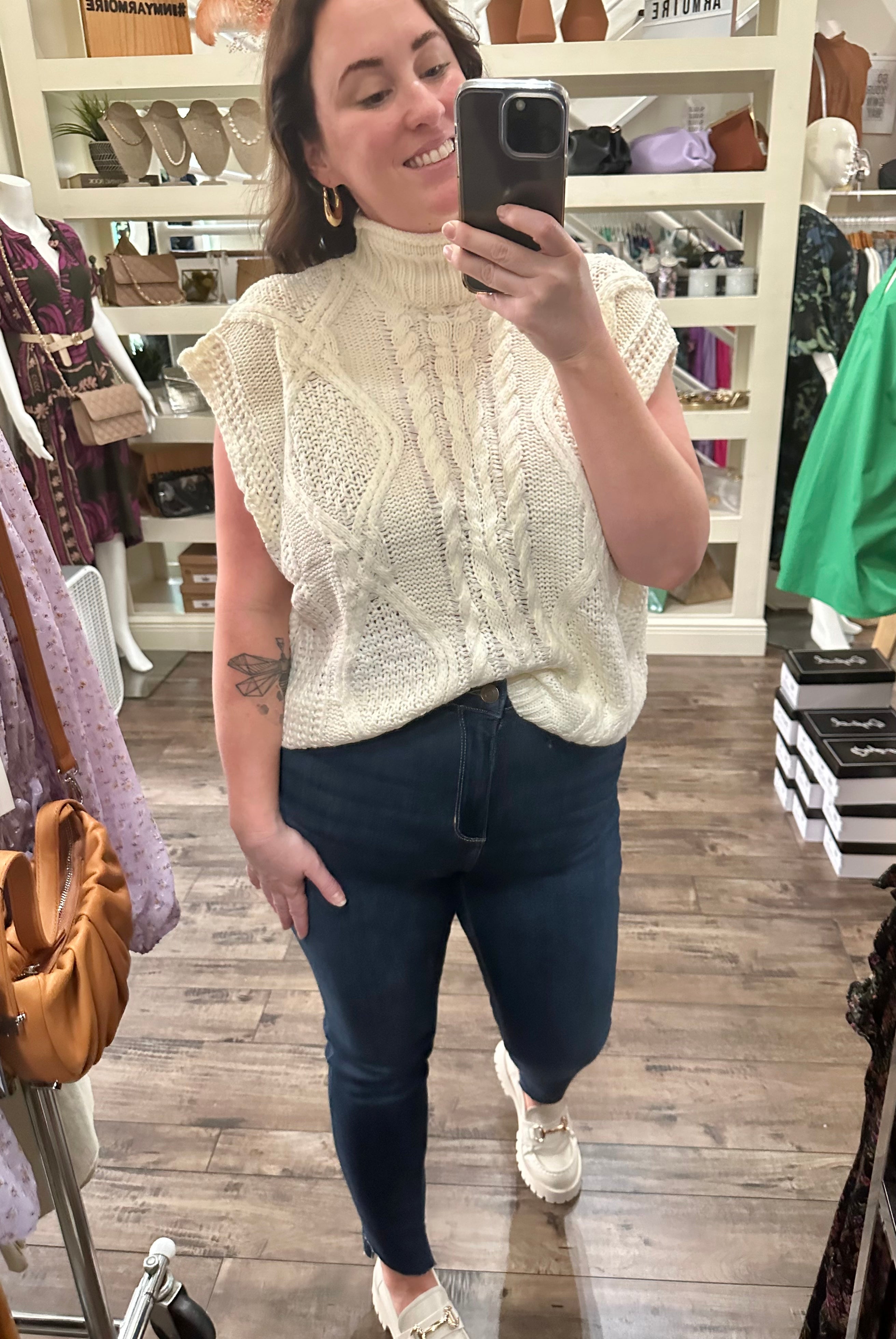 Curvy Cable Knit Sweater Vest