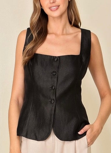 Shimmer Button Down Vest