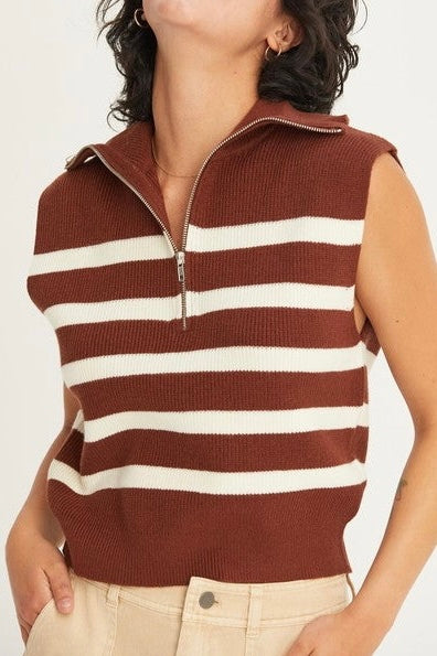 Half Zip Stripe Top