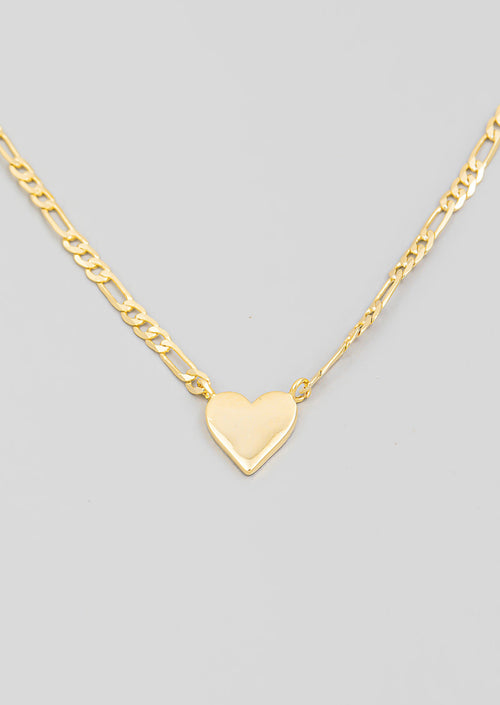 Gold Dip Heart Chain Necklace