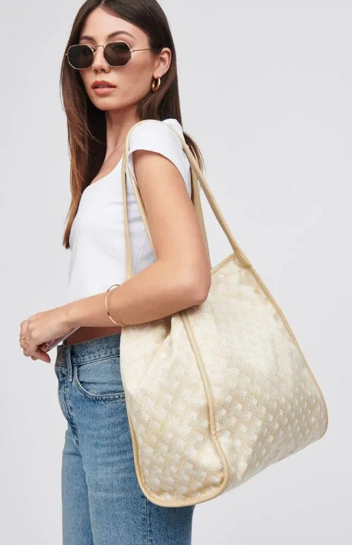 Large Neutral Woven Tote