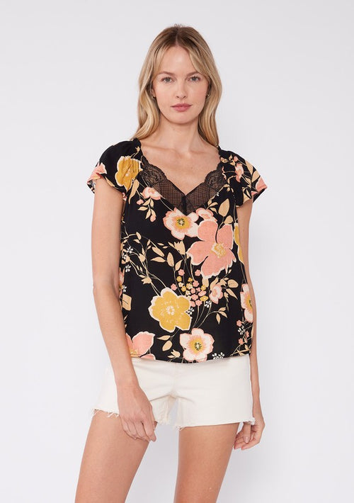 Floral Lace Trim Top