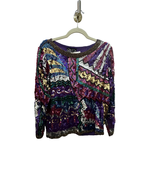100% Silk Sequin Long Sleeve Top