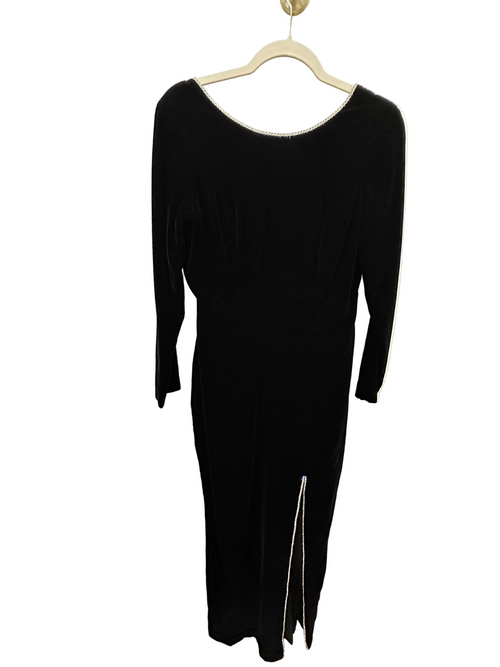 Black Velvet Rhinestone Trim Dress