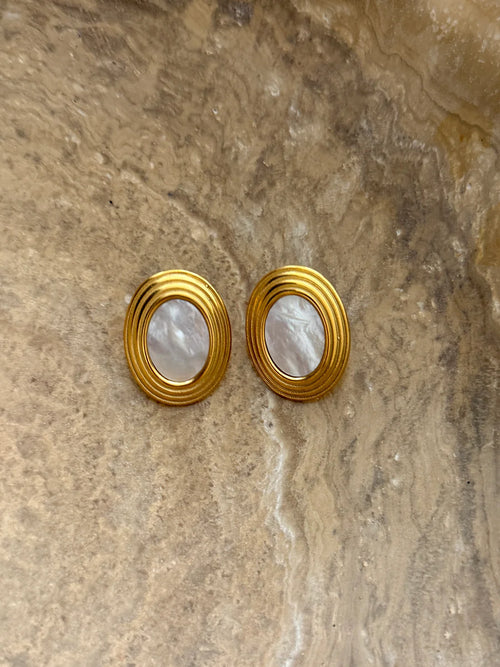 Gold Oval Earrings