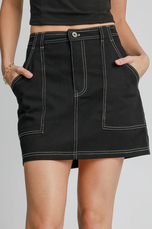 Contrast Stitch Mini Skirt