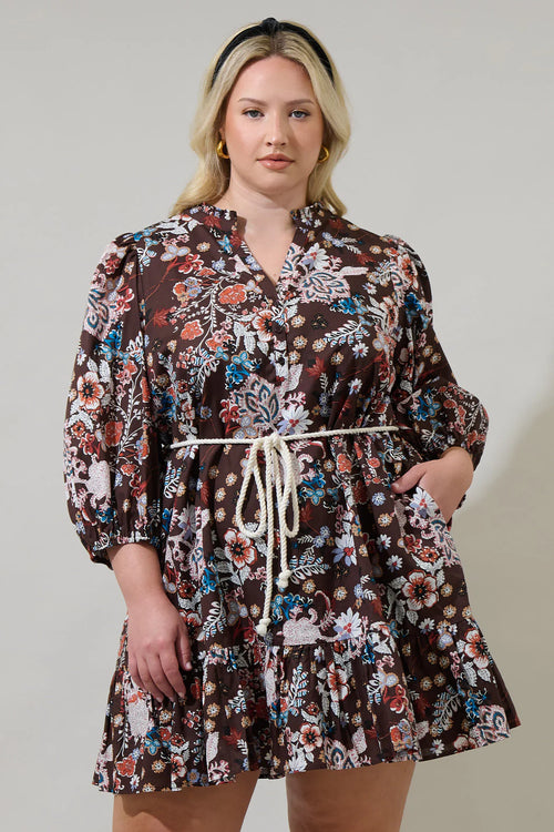 Curvy Brown Floral Dress