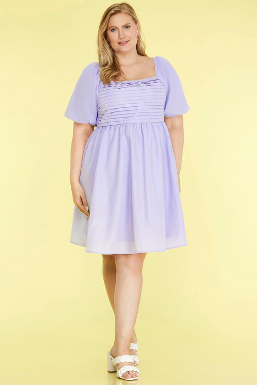 Curvy Lavender Puff Mini Dress