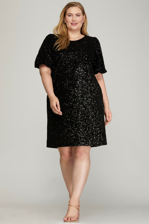 Curvy Black Sequin Dress