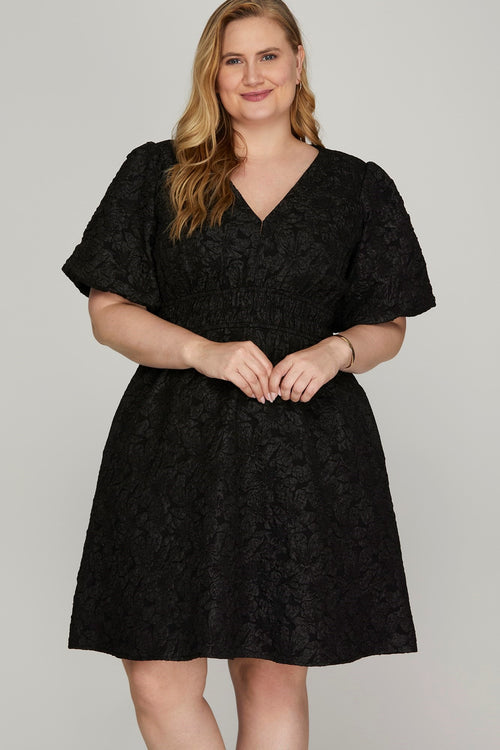 Curvy Floral Jacquard Dress