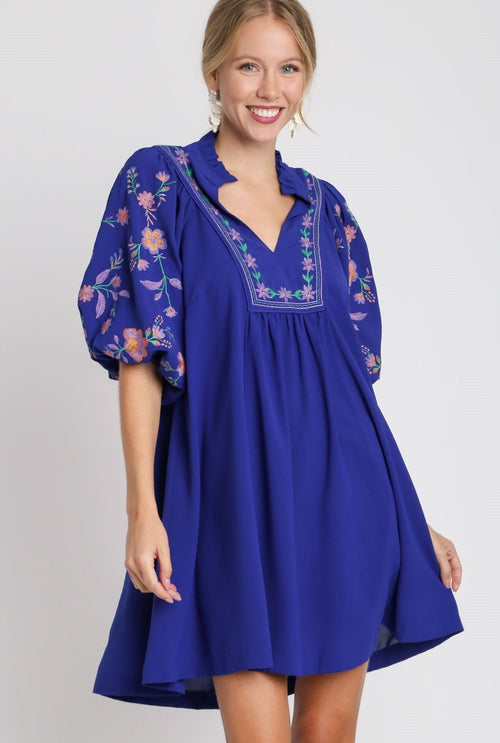 Royal Blue Embroidered Dress