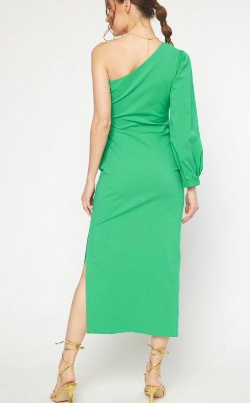 Green One Sleeve Dress