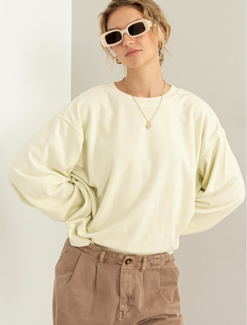 Cream Drop Shoulder Sweatshirt