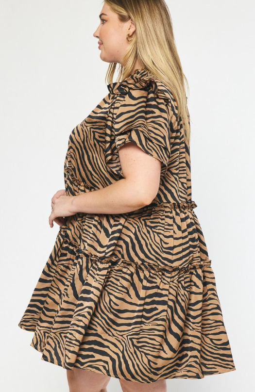 Curvy Tiger Print Mini Dress