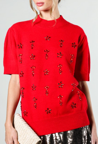 Red Jeweled Sweater