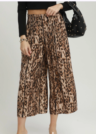 Leopard Print Wide Leg Pants