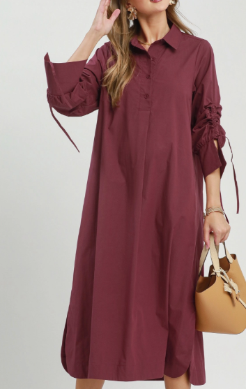 Merlot Cotton Midi Dress